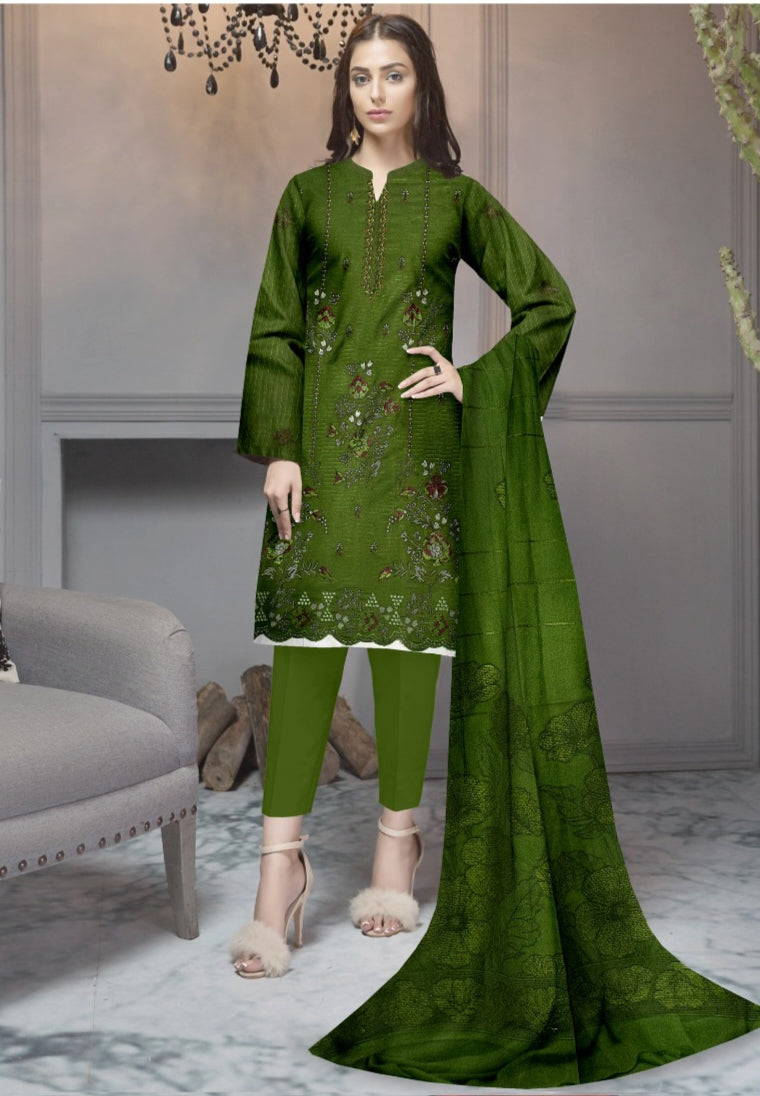 FANCY DHANAK 3 PIECE SUIT