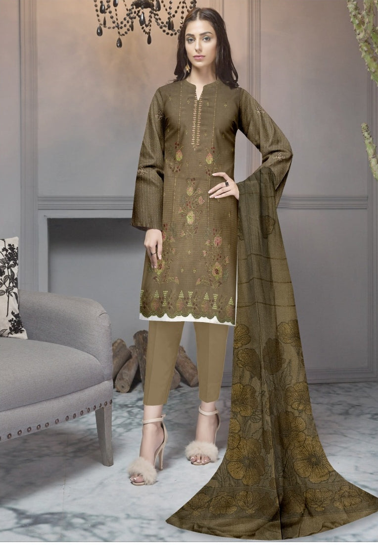 FANCY DHANAK 3 PIECE SUIT